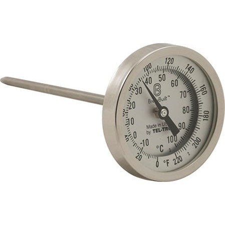 BrewBuilt Thermometer - 6" stem x 3" dial, 1/2" MPT
