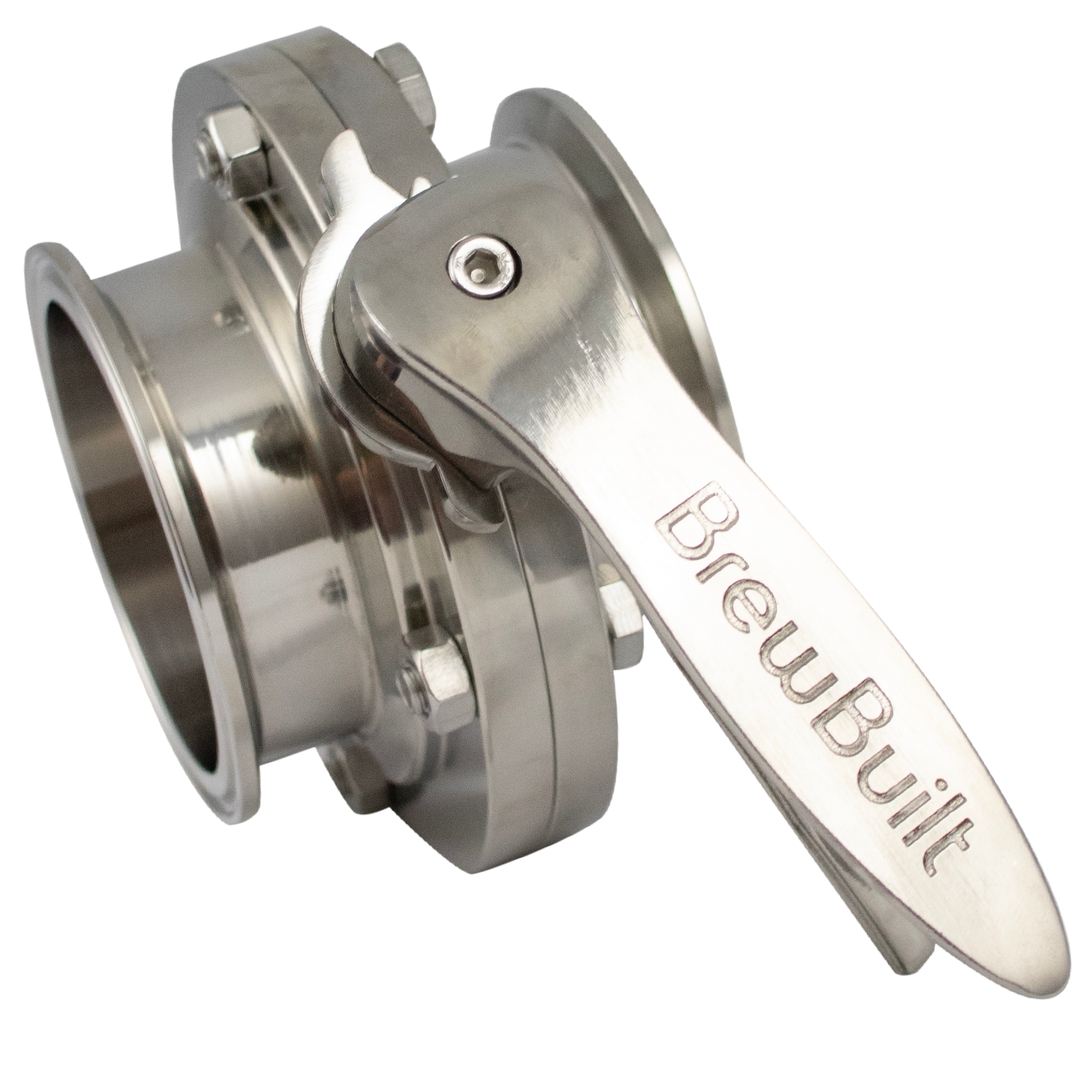 BrewBuilt - 3 in. T.C. Butterfly Valve with BrewBuilt Handle - Polished