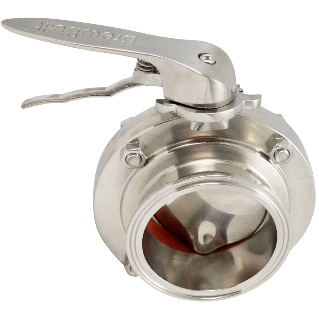BrewBuilt - 3 in. T.C. Butterfly Valve with BrewBuilt Handle - Polished