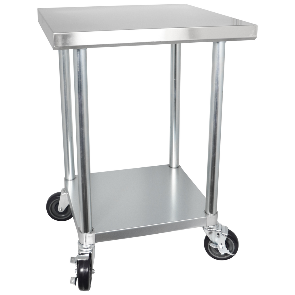 24" x 24" 18-Gauge 304 Stainless Steel Work Table with Galvanized Legs 
