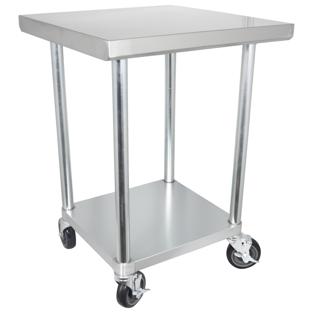 24" x 24" 18-Gauge 304 Stainless Steel Work Table with Galvanized Legs 