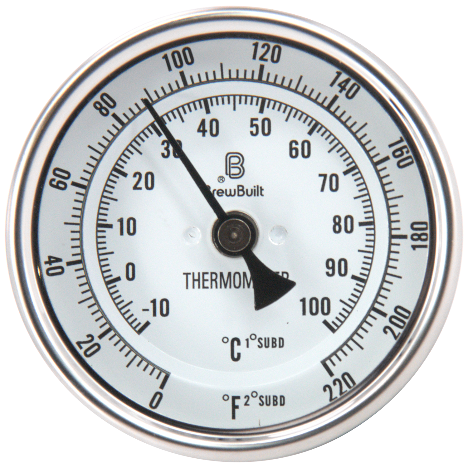 BrewBuilt - Thermometer - 1/2 in. NPT - 3 in. Dial Face x 6 in. Probe