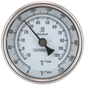 BrewBuilt - Thermometer - 1/2 in. NPT - 3 in. Dial Face x 2 in. Probe