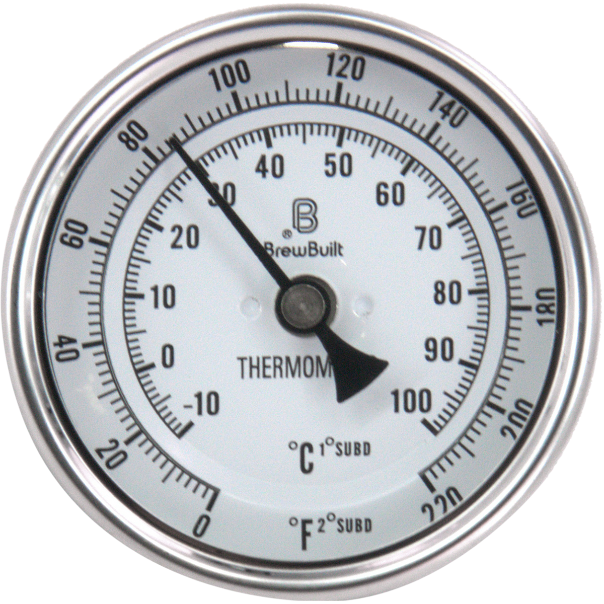 BrewBuilt - Thermometer - 1.5 in. T.C. - 3 in. Dial Face x 2 in. Probe