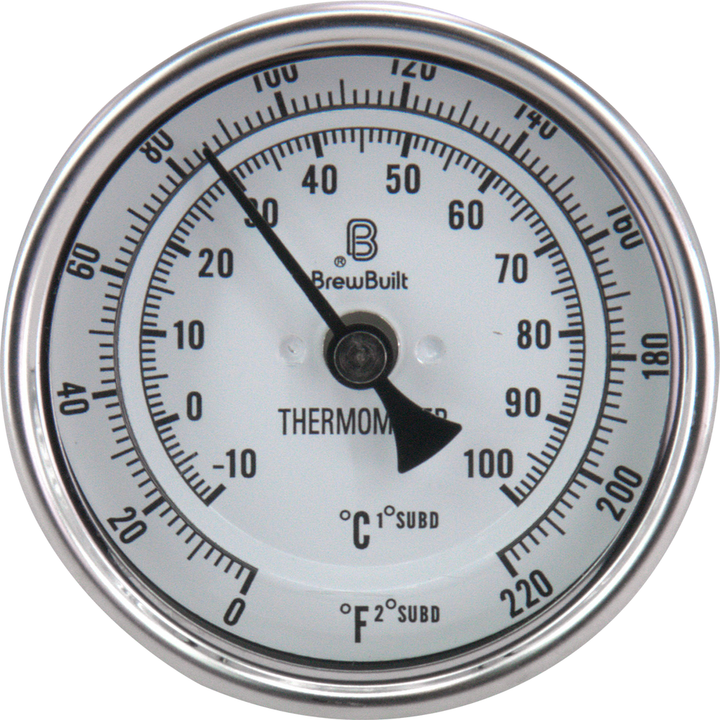 BrewBuilt - Thermometer - 1.5 in. T.C. - 3 in. Dial Face x 6 in. Probe